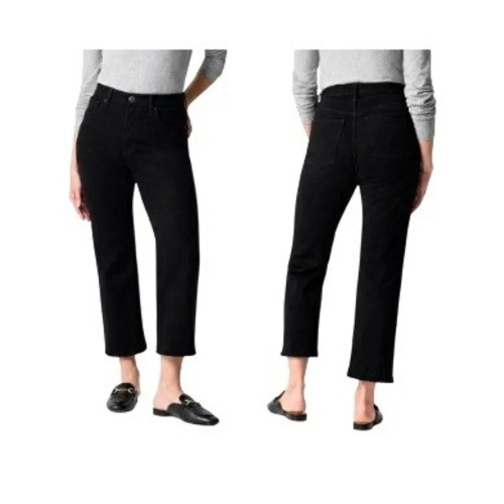 J. Crew Womens 30 Black Curvy Wide Leg Crop‎ Jeans NWT